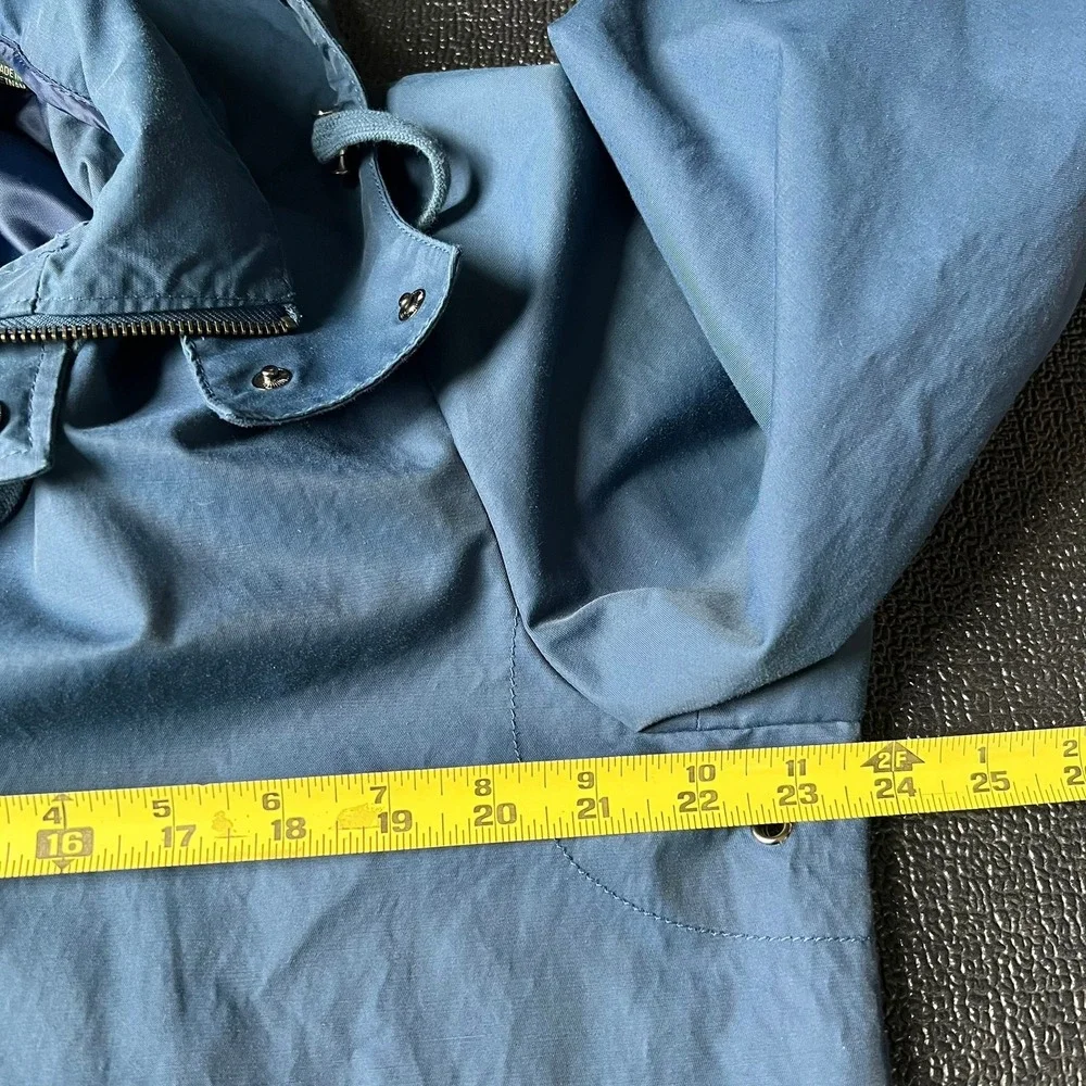 Lauren Ralph Lauren Men Blue Hooded Rain Jacket Trench Coat Sz 42L Long Heritage